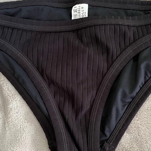 SEAFOLLY Australia Black Ribbed Tankini US 10 Beach Summer Quality Vacation - Picture 2 of 10